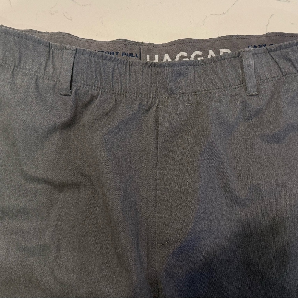 Haggar Classic Fit Pull On Charcoal Gray Pants sz 40